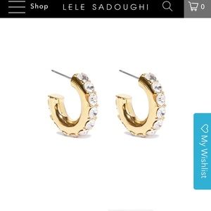 BRAND NEW Lele Sadoughi Crystal Chunky Pave Huggie Hoop Earrings